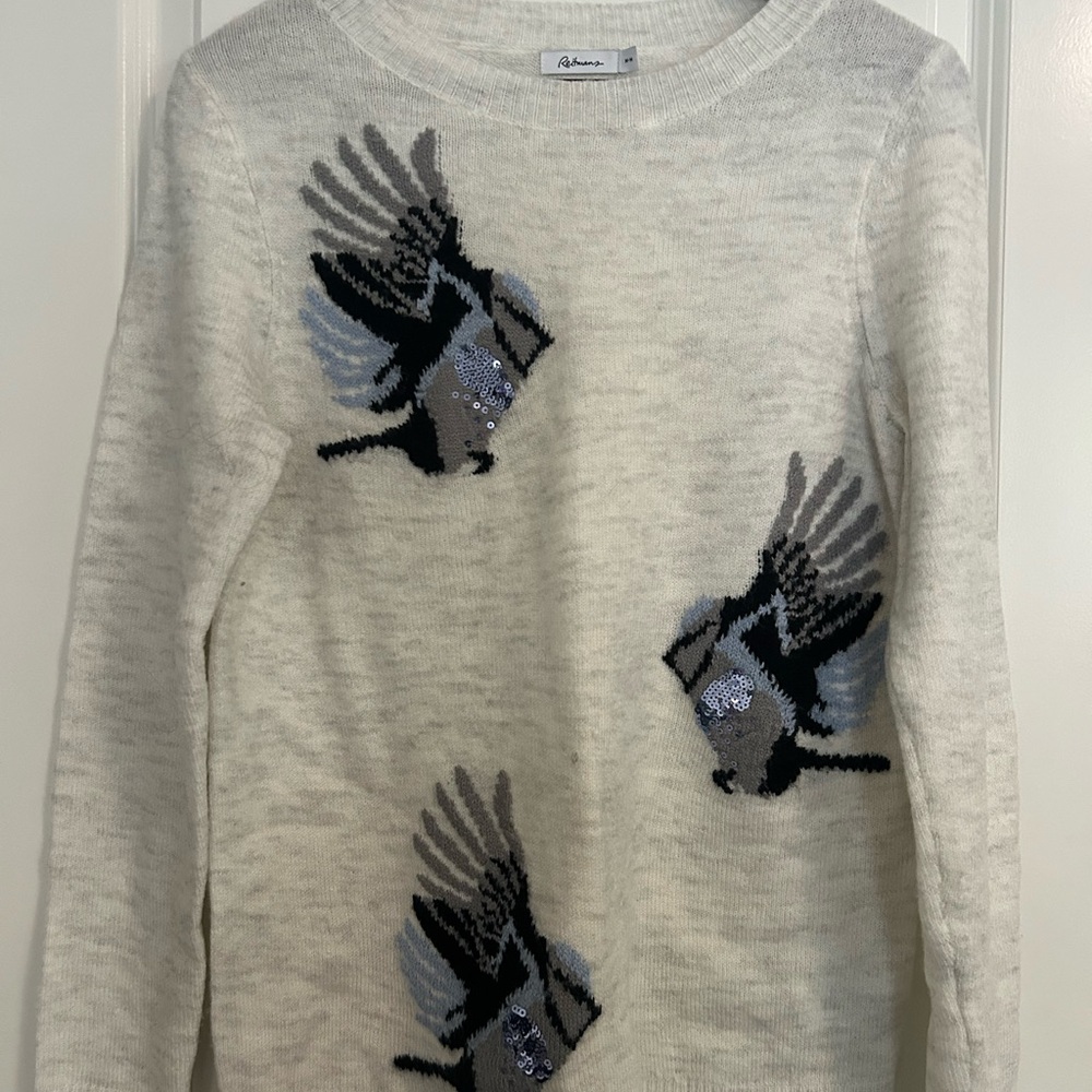 Reitmans Cream Sweater with Bird Design